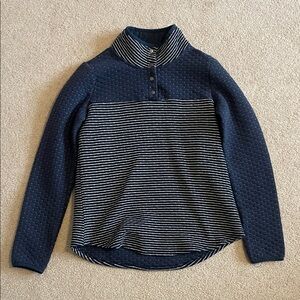 Navy Striped Women's Turtleneck Sweater